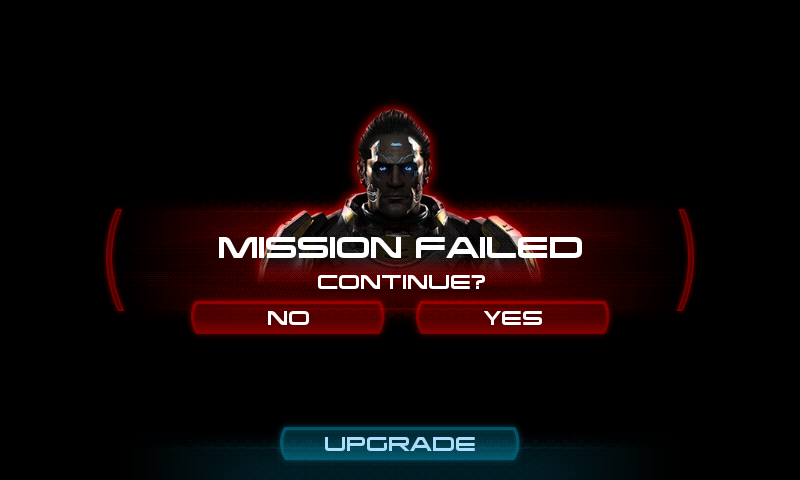Mass Effect: Infiltrator (Android) screenshot: Mission failed