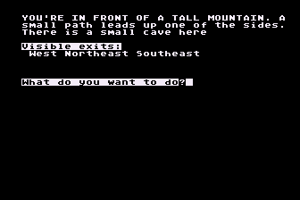 It's About Time (Atari 8-bit) screenshot: Exploring the Mountains