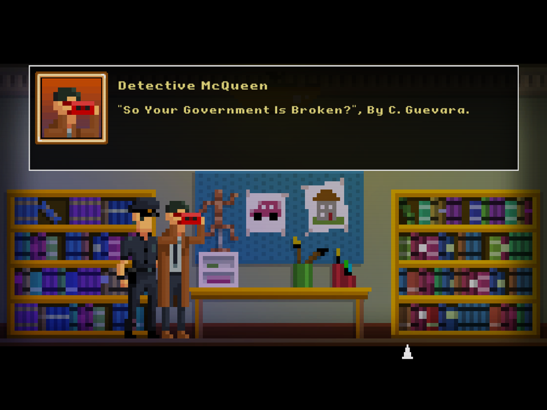 The Darkside Detective (Windows) screenshot: Another little political joke.