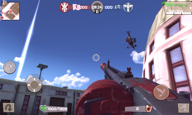 Blitz Brigade (Android) screenshot: Watching out for helicopter