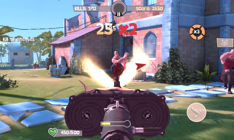 Blitz Brigade (Android) screenshot: Shooting down wave after wave of enemies