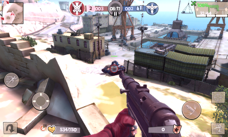 Blitz Brigade (Android) screenshot: Combat against a tank
