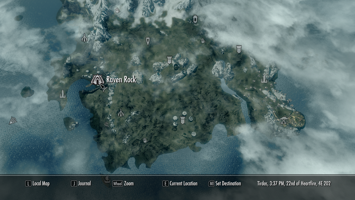 The Elder Scrolls V: Skyrim - Dragonborn (Windows) screenshot: The map of Solstheim