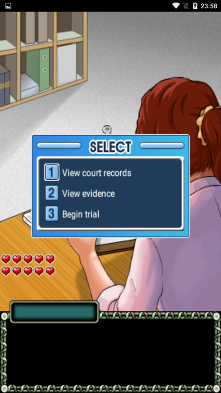 Beauty Lawyer Victoria 2 (Android) screenshot: Our options before going to court.