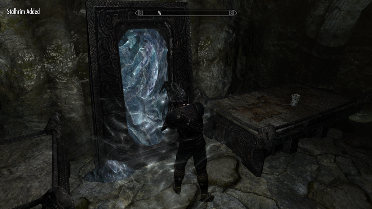 The Elder Scrolls V: Skyrim - Dragonborn (Windows) screenshot: Mining a source of Stalhrim.