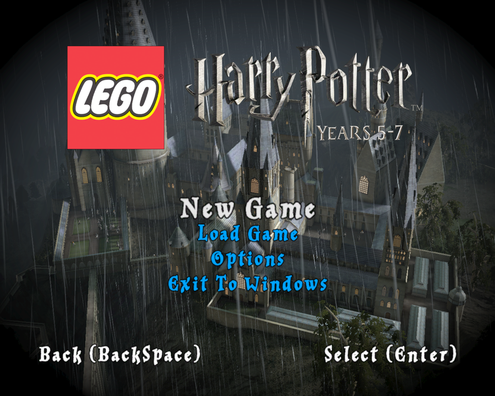 LEGO Harry Potter: Years 5-7 (Windows) screenshot: Title screen and main menu