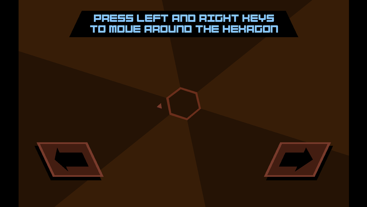 Super Hexagon (Windows) screenshot: A simple tutorial before starting a first game.