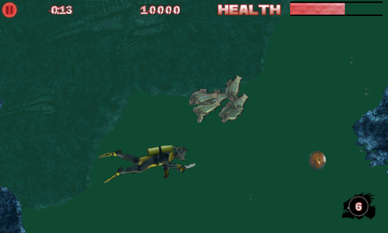 Piranha 3DD: The Game (Android) screenshot: A diver