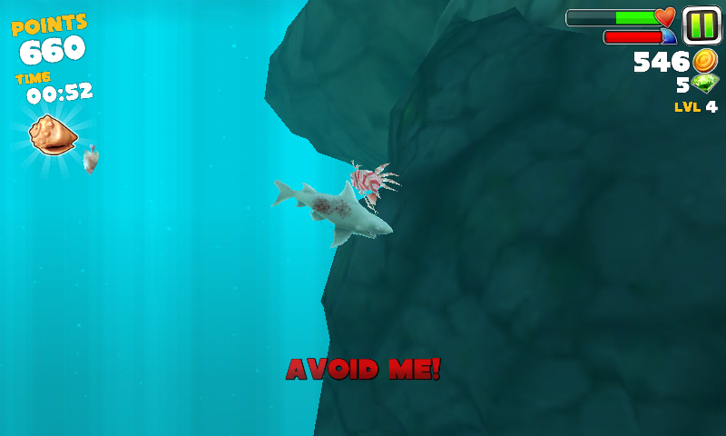 Hungry Shark: Evolution (Android) screenshot: Not everything can be eaten