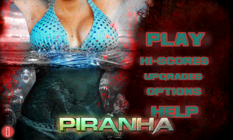 Piranha 3DD: The Game (Android) screenshot: Main menu