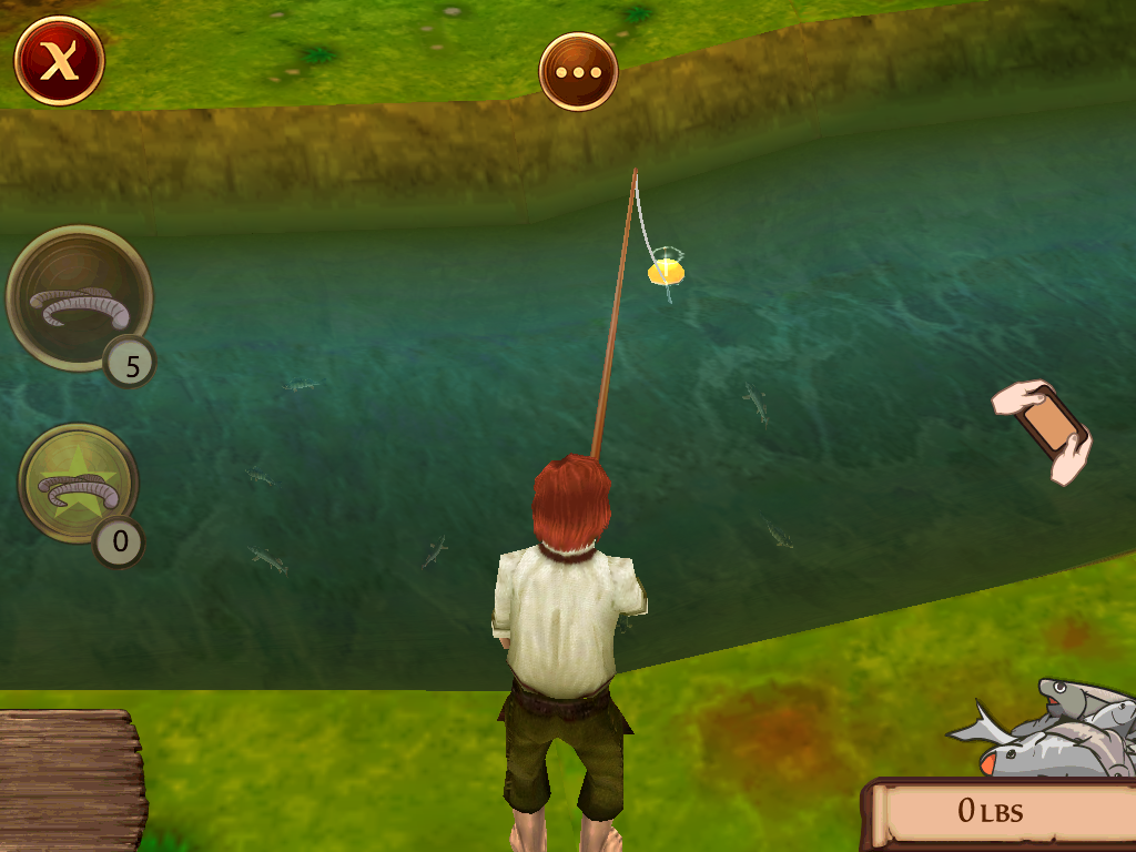 The Sims: Medieval (iPad) screenshot: Fishing.
