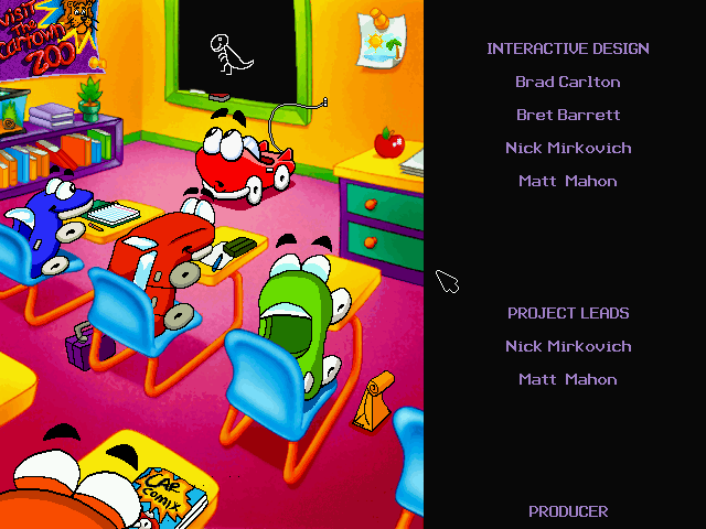 Putt-Putt Travels Through Time (Windows) screenshot: At last - Putt-Putt is back to school and can present his work.