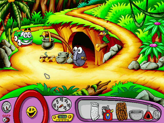 Putt-Putt Travels Through Time (Windows) screenshot: After having judged this game boring, I actually came to like it more when I paid attention to its extended color-changing feature.