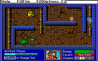Super Solvers: Challenge of the Ancient Empires! (DOS) screenshot: Against one of the creatures (Near East)