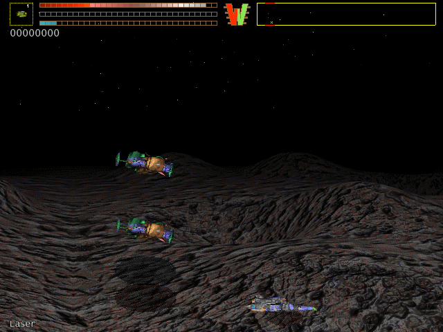 Blaster! (DOS) screenshot: Enemy maneuvers to attack from behind