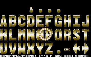 Sky High Stuntman (Atari ST) screenshot: Name entering in the high-score list