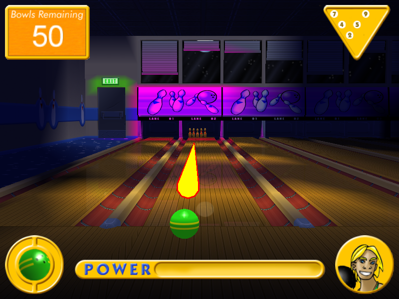 Party Bowling (Windows) screenshot: Aiming the ball