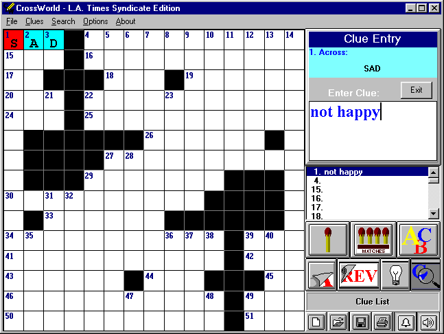 CrossWorld 95 (Windows) screenshot: CrossWorld - Creating a symmetrical puzzle