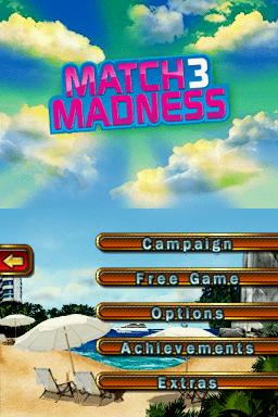 Match 3 Madness (Nintendo DS) screenshot: Title Screen / Main Menu