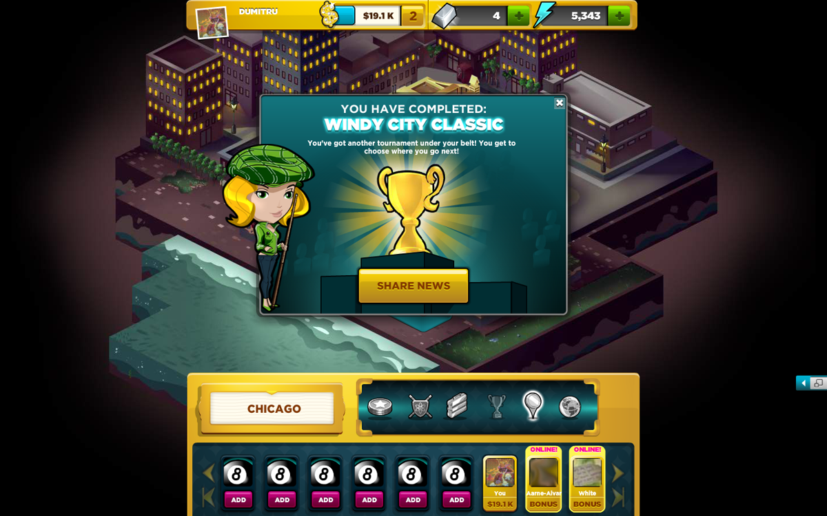 Screenshot of Pool World Champ (Browser, 2011) - MobyGames