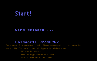 Knuddel's Quest (Atari ST) screenshot: Passwords can be used to skip ahead.