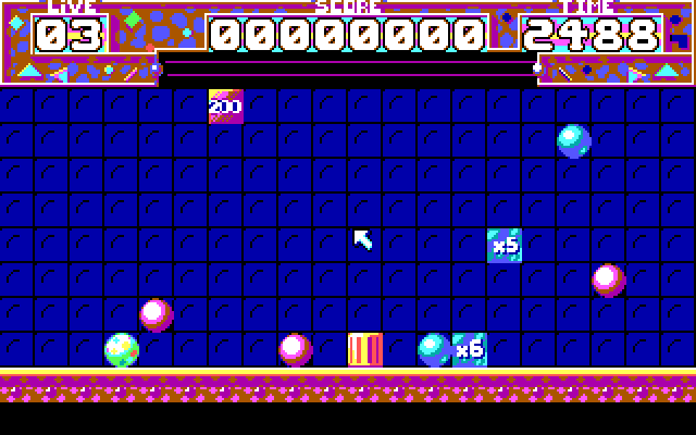 Pick 'n Pile (DOS) screenshot: Main game screen (EGA)