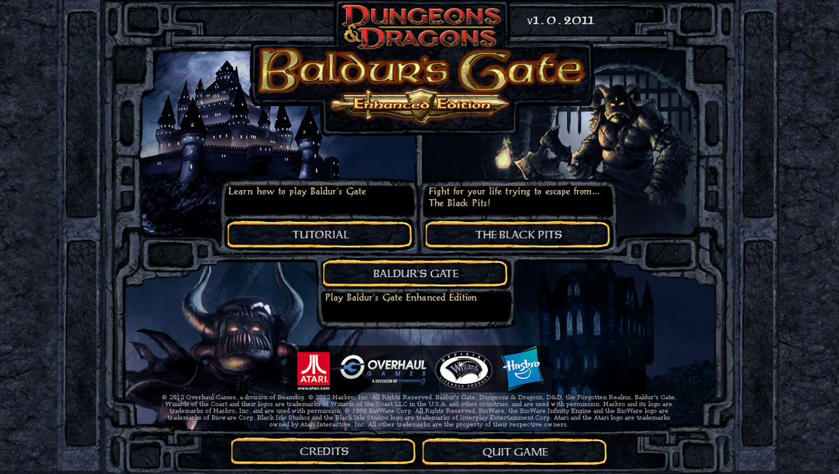 Baldur's Gate: Enhanced Edition (Windows) screenshot: Main menu