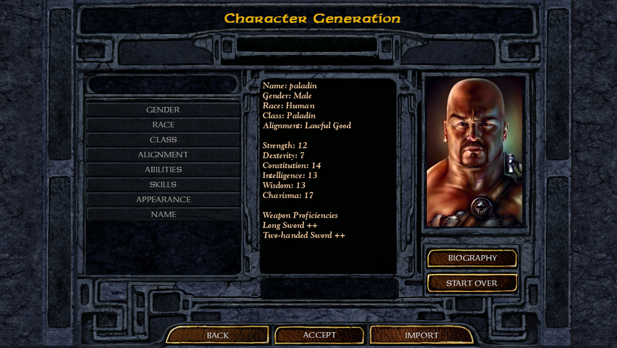 Baldur's Gate: Enhanced Edition (Windows) screenshot: create own hero