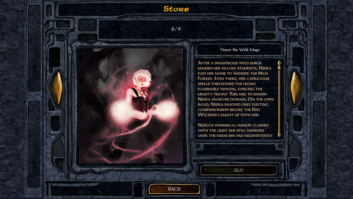 Baldur's Gate: Enhanced Edition (Windows) screenshot: Characters store