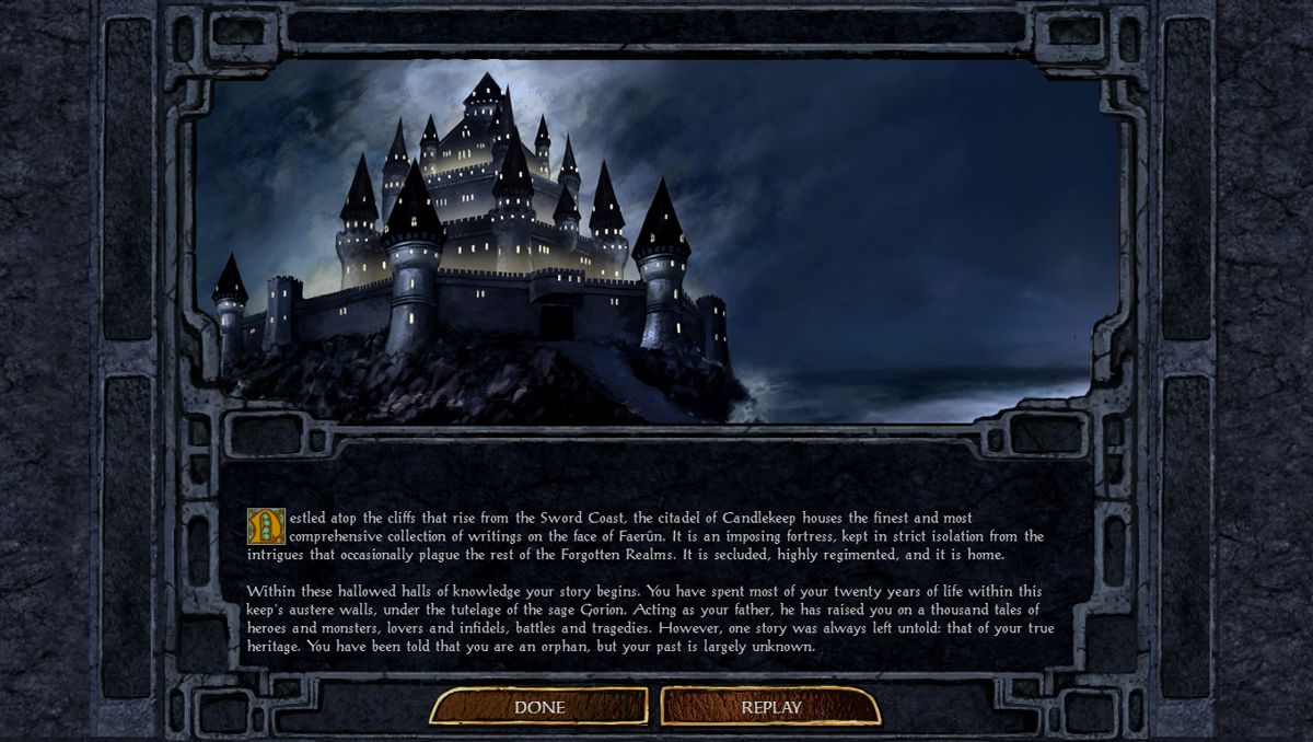 Baldur's Gate: Enhanced Edition (Windows) screenshot: Chapter introduction story