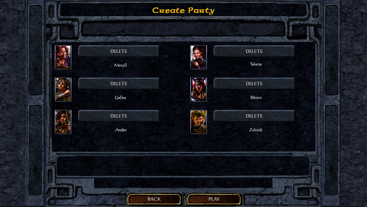Baldur's Gate: Enhanced Edition (Windows) screenshot: Black Pits Party creation