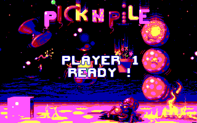 Screenshot of Pick 'n Pile (DOS, 1990) - MobyGames