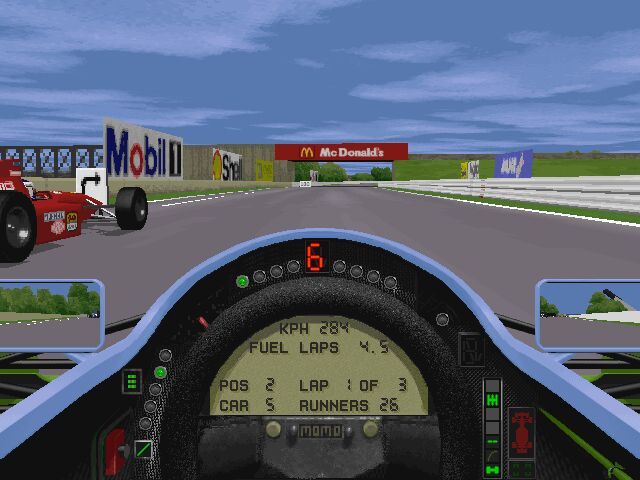 Grand Prix II (DOS) screenshot: Cockpit View