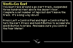 Fear Factor: Unleashed (Game Boy Advance) screenshot: Verti-Go Kart introduction