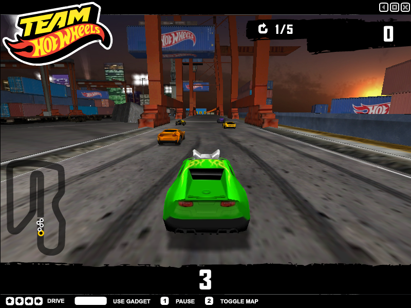 Team Hot Wheels: Night Racer - Dockyard Destruction (Windows) screenshot: Race start