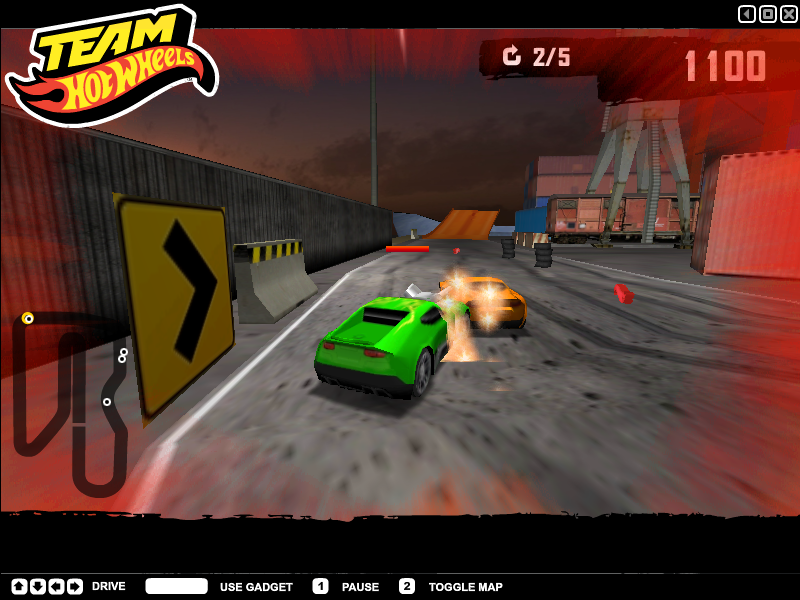 Team Hot Wheels: Night Racer - Dockyard Destruction (Windows) screenshot: Collision