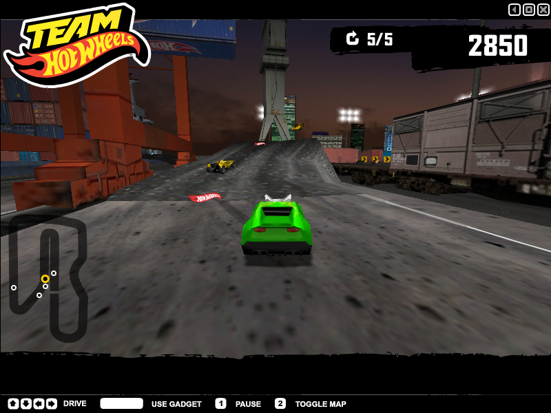 Team Hot Wheels: Night Racer - Dockyard Destruction (Windows) screenshot: Hot Wheels red mark