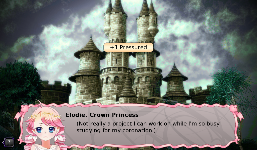Long Live the Queen (Windows) screenshot: Events can effect Elodie's mood.