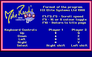 Mike Read's Computer Pop Quiz (Atari ST) screenshot: Game controls