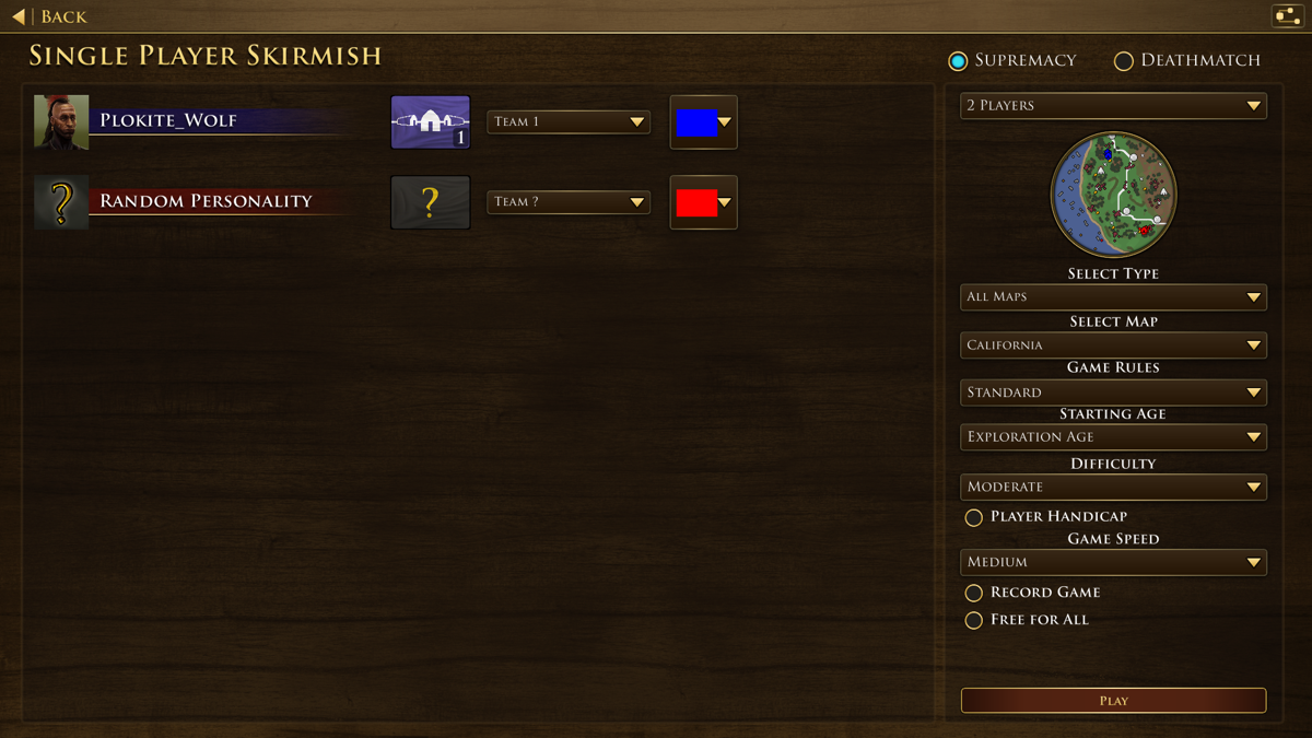 Age of Empires III: Definitive Edition (Windows) screenshot: The skirmish setup screen, featuring a LOT of new maps that have been made by the community over the past several years.