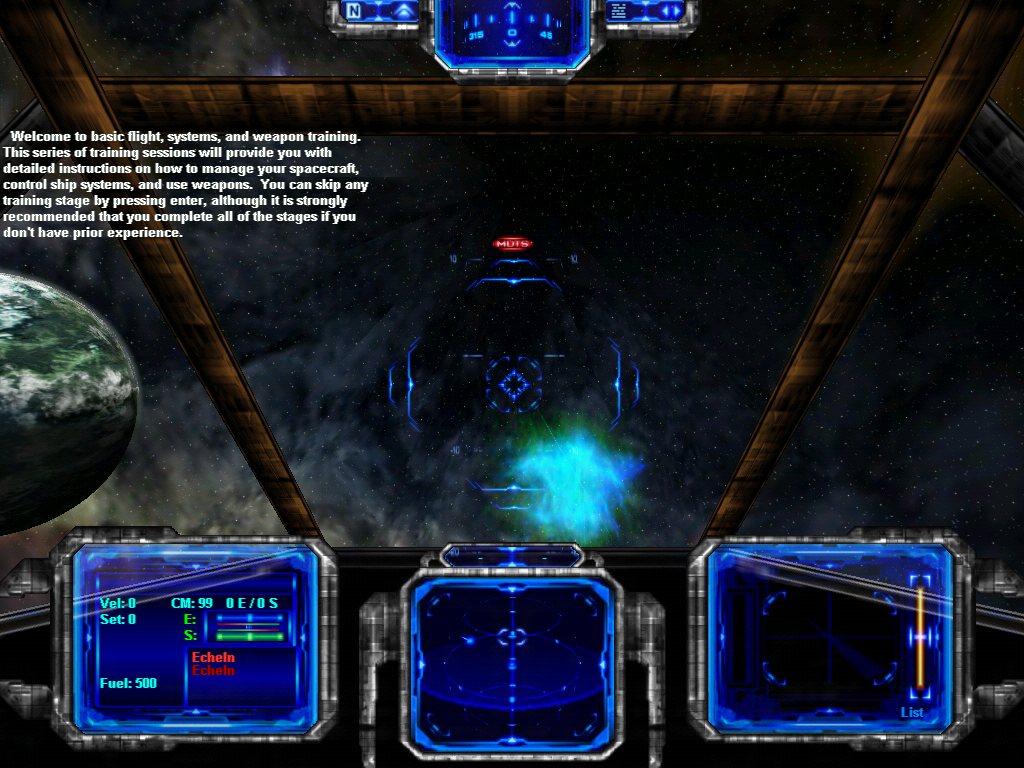 Evochron Alliance (Windows) screenshot: Evochron Alliance features a very detailed tutorial to guide new players through the necessary basics.