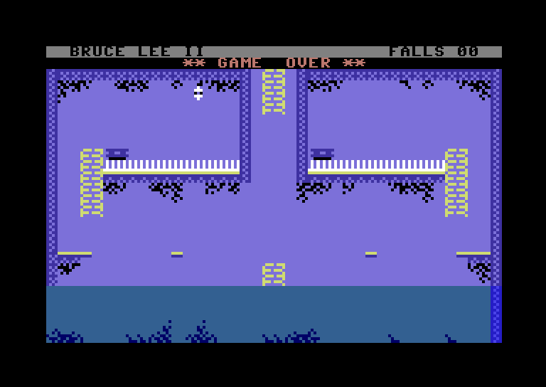 Bruce Lee II (Windows) screenshot: "Defeat is not defeat, unless accepted as a reality in your own mind." - B. Lee (C64 mode)