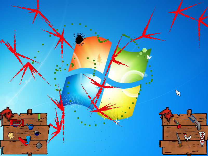 Desktop Destroy II: Chicken Carnage (Windows) screenshot: The bomb exploded