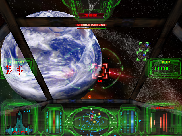 Star Wraith 3: Shadows of Orion (Windows) screenshot: HUD colour can be changed in the game settings.