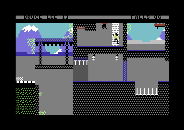 Bruce Lee II (Windows) screenshot: Lower the drawbridge to proceed (C64 mode)