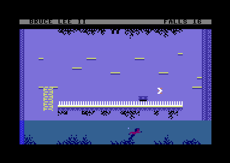 Bruce Lee II (Windows) screenshot: Keep underwater for a while and you turn a nice shade of beet. (C64 mode)