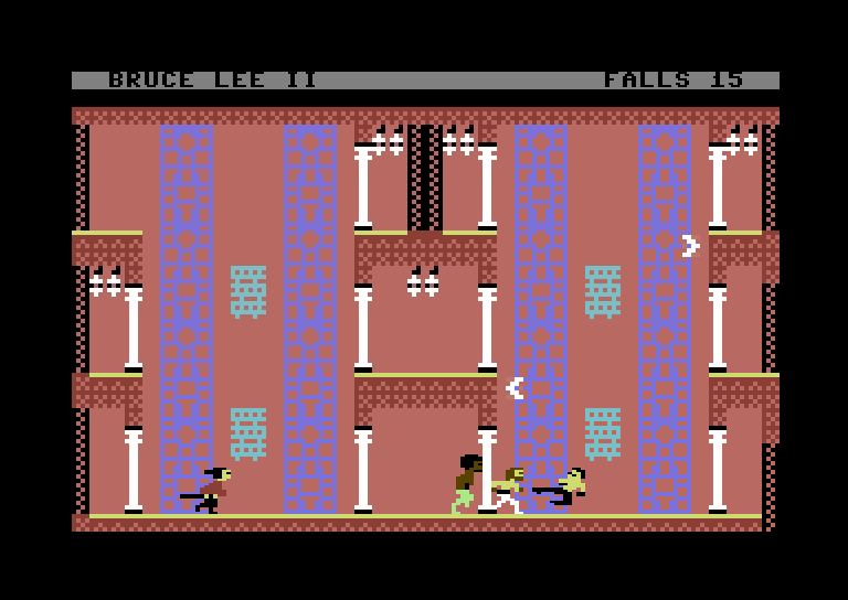 Bruce Lee II (Windows) screenshot: "I fear not the man who has practiced 10,000 kicks once, but the man who has practiced one kick 10,000 times." - B. Lee (C64 mode)