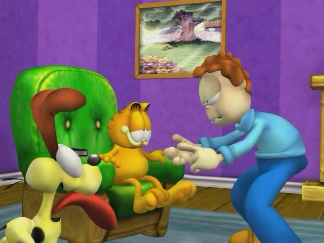 Гарфилд пк. Гарфилд игра. Гарфилд игра на ПК. Garfield 2004 game. Игра кот Гарфилд дом с привидениями.