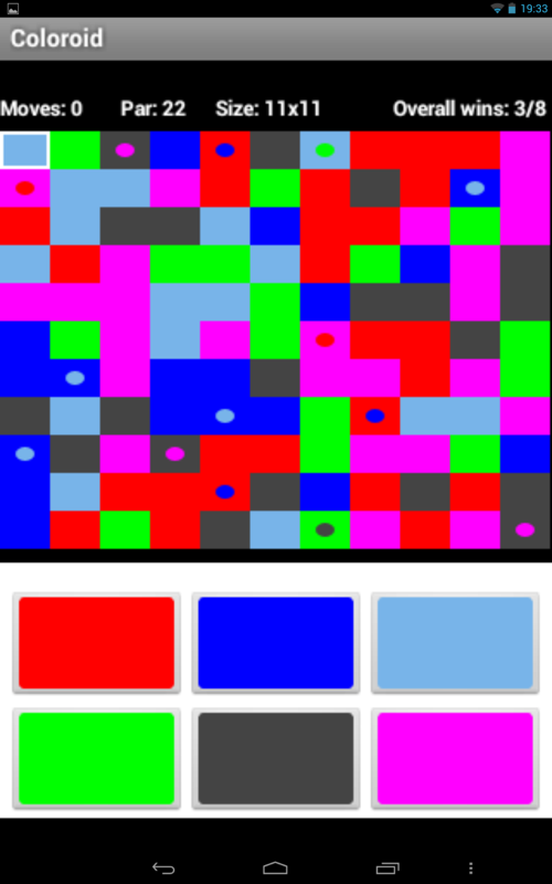 Coloroid (Android) screenshot: "Rotating blocks" option activated