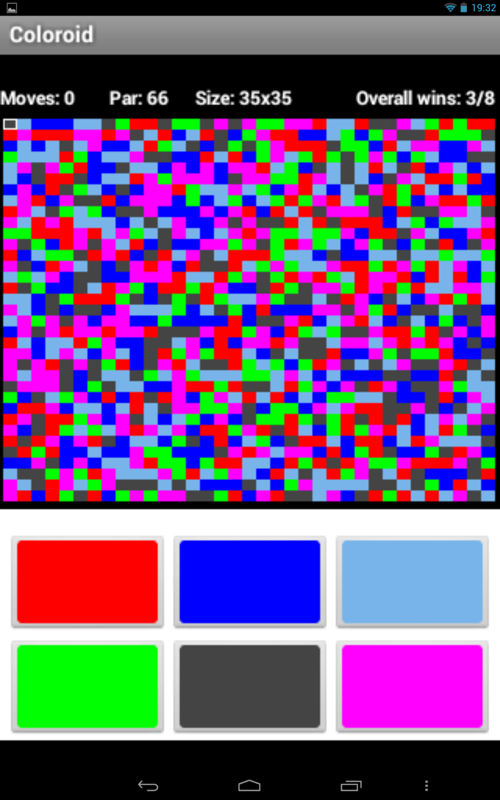 Coloroid (Android) screenshot: Extreme board size